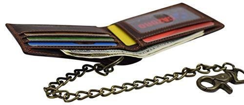 Brown Vintage Leather Mens Biker's Chain Wallet Trucker Motorcycle Bifold or Trifold