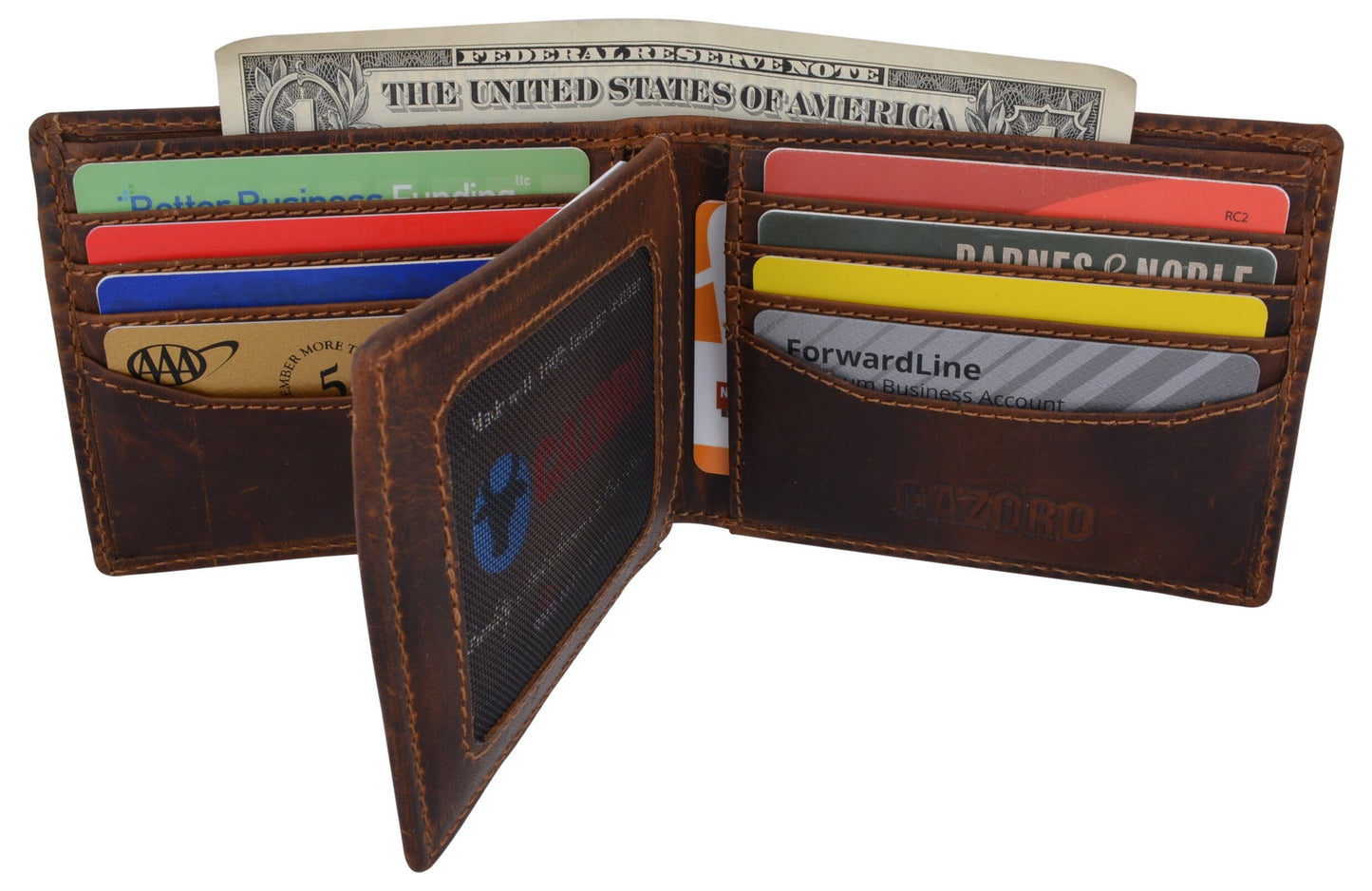 RFID Blocking Vintage Hunter Leather Men's Wallet Full Grain Cowhide Flap Top Card Holder Hunter Brown or Tan
