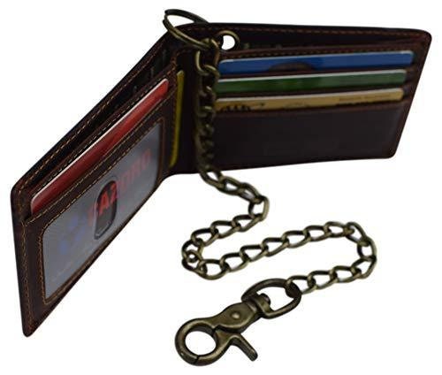 Brown Vintage Leather Mens Biker's Chain Wallet Trucker Motorcycle Bifold or Trifold