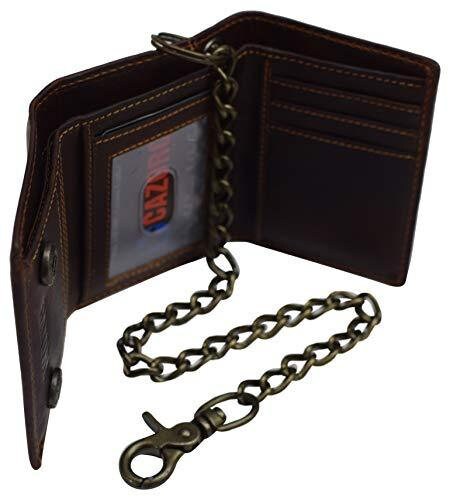 Brown Vintage Leather Mens Biker's Chain Wallet Trucker Motorcycle Bifold or Trifold