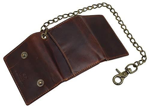 Brown Vintage Leather Mens Biker's Chain Wallet Trucker Motorcycle Bifold or Trifold