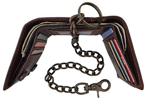 Brown Vintage Leather Mens Biker's Chain Wallet Trucker Motorcycle Bifold or Trifold