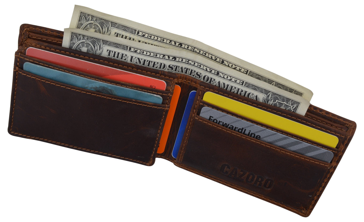 RFID Blocking Vintage Hunter Brown Leather Men's Wallet Full Grain Cowhide