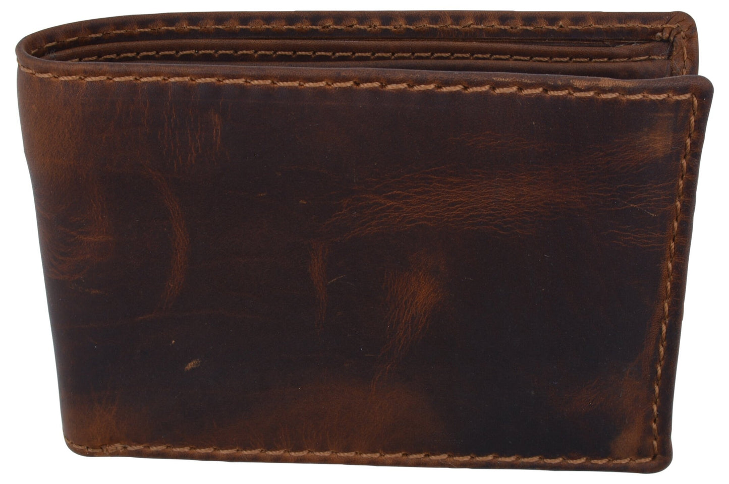 RFID Blocking Vintage Hunter Leather Men's Wallet Full Grain Cowhide Flap Top Card Holder Hunter Brown or Tan
