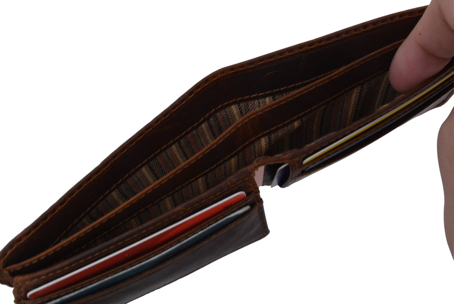RFID Blocking Vintage Hunter Brown Leather Men's Wallet Full Grain Cowhide