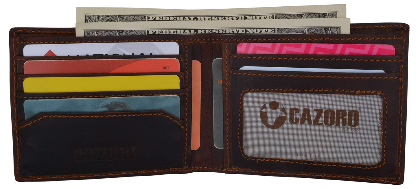 RFID Blocking Vintage Hunter Brown Leather Men's Wallet Full Grain Cowhide