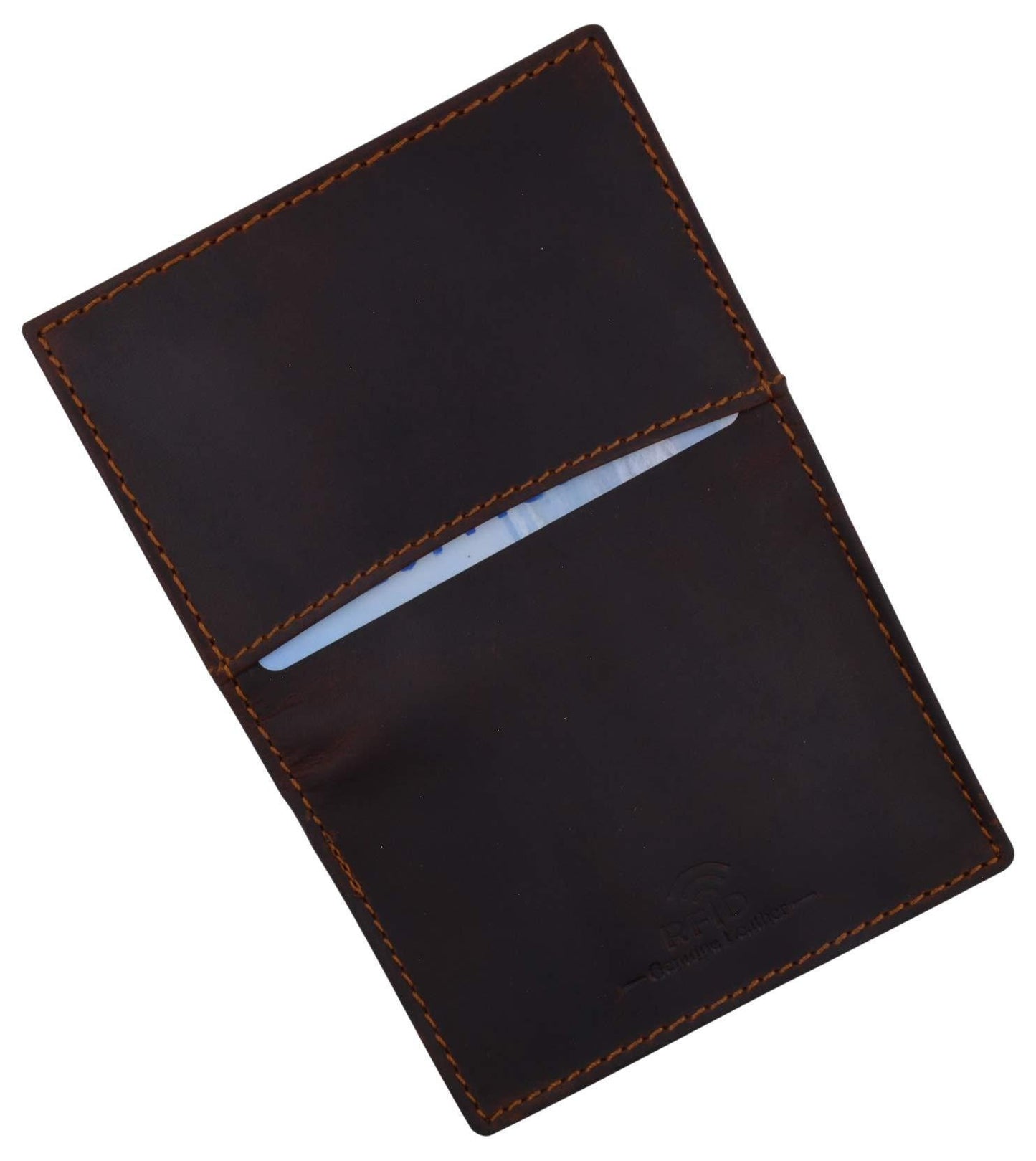 Hunter Brown RFID Blocking Vintage Hunter Leather Men's 19+ Card Wallet Full Grain Cowhide ID Holder