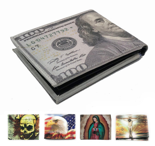 Novelty Design Graphic Print Men's Bifold Leather Wallet Cash Credit Card ID Holder Youth Novelty Gift Idea