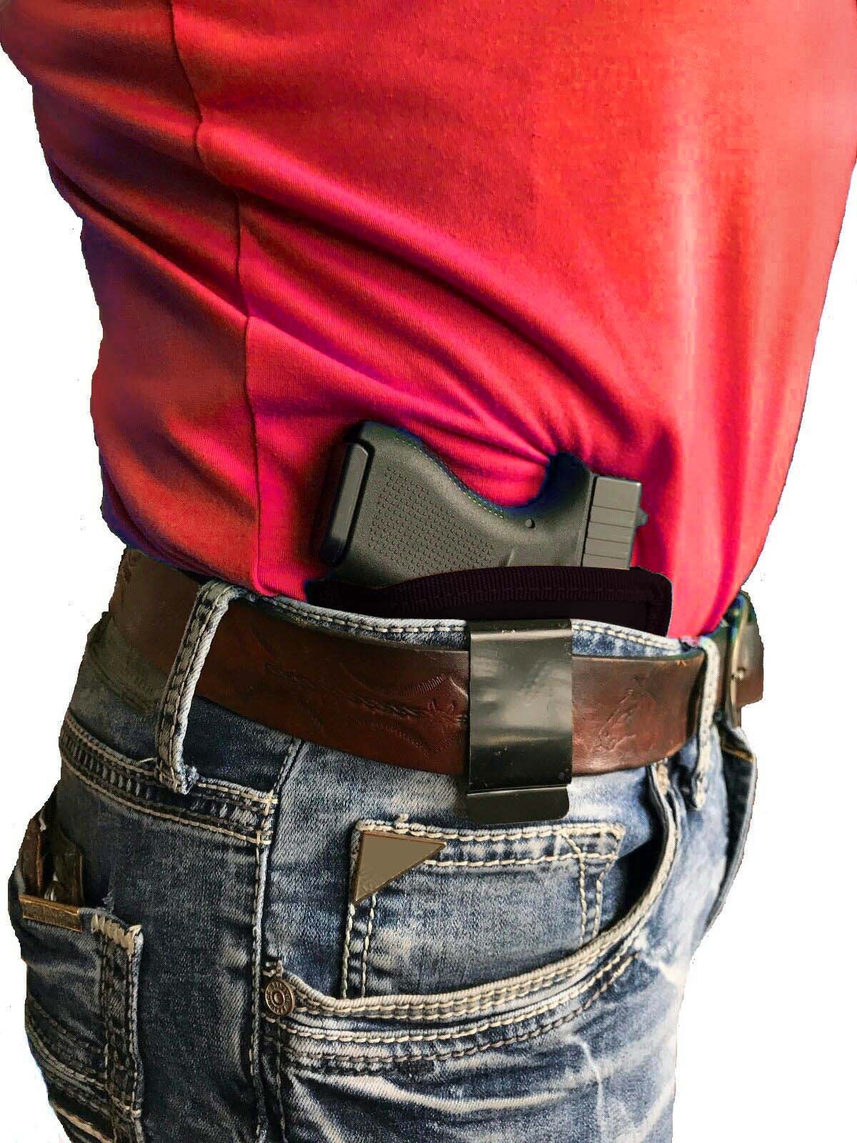 Handcrafted Cowhide Leather Pistol Pack Belt Clip Holster Concealment Concealed Carry Holder CCW