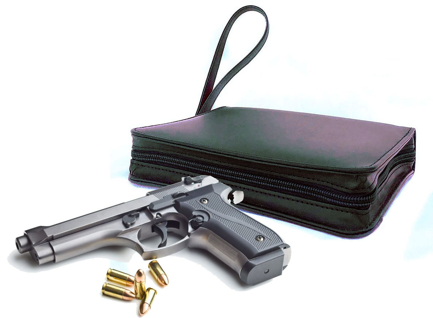 Cowhide Leather Concealed Carry Organizer Handgun Pistol Concealment CCW Disguise Case with Hand Strap