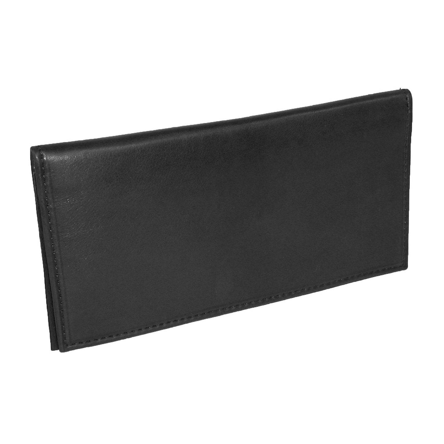 Black Genuine Leather Standard Checkbook Cover Long Wallet Credit Card Holder Men Women