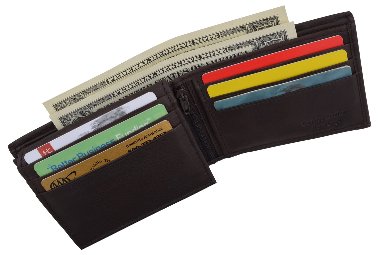 RFID Blocking Handcrafted Genuine Napa Cowhide Leather Men's Bifold Wallet Double Flaps