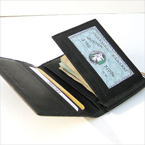 Premium Genuine Leather Men's Bifold Money Clip with Detachable Card Holder Wallet