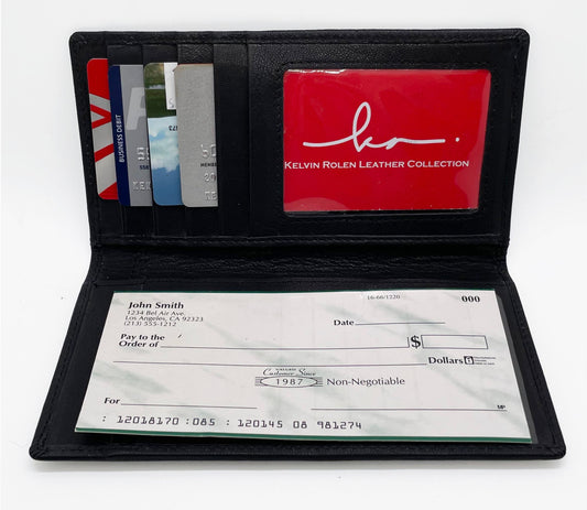 RFID Blocking Genuine Cowhide Leather Checkbook Cover Long Credit Card Holder Wallet Men Women