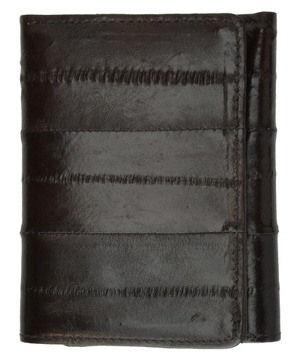 Handcrafted Genuine Eel Skin Leather Trifold Wallet Credit Card ID Holder