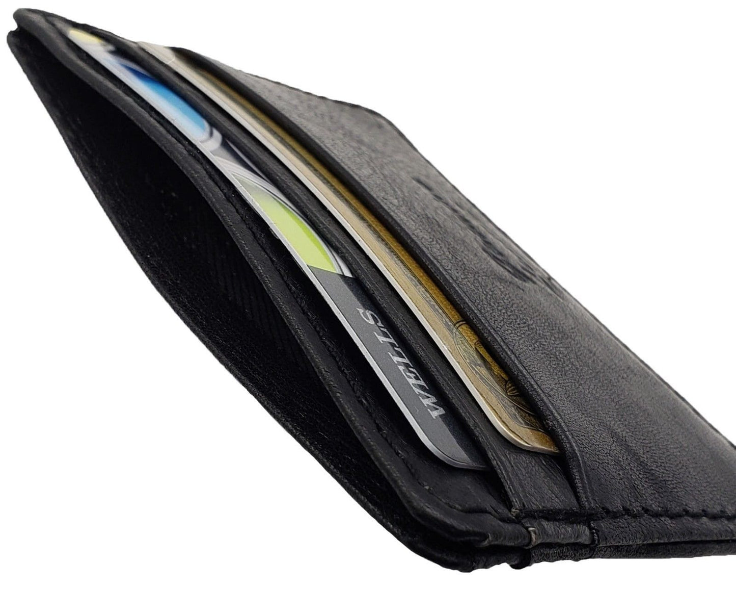 Genuine Cowhide Leather Thin Men's Wallet Front Pocket Card Case Bill Fold Ultra Thin ID Holder