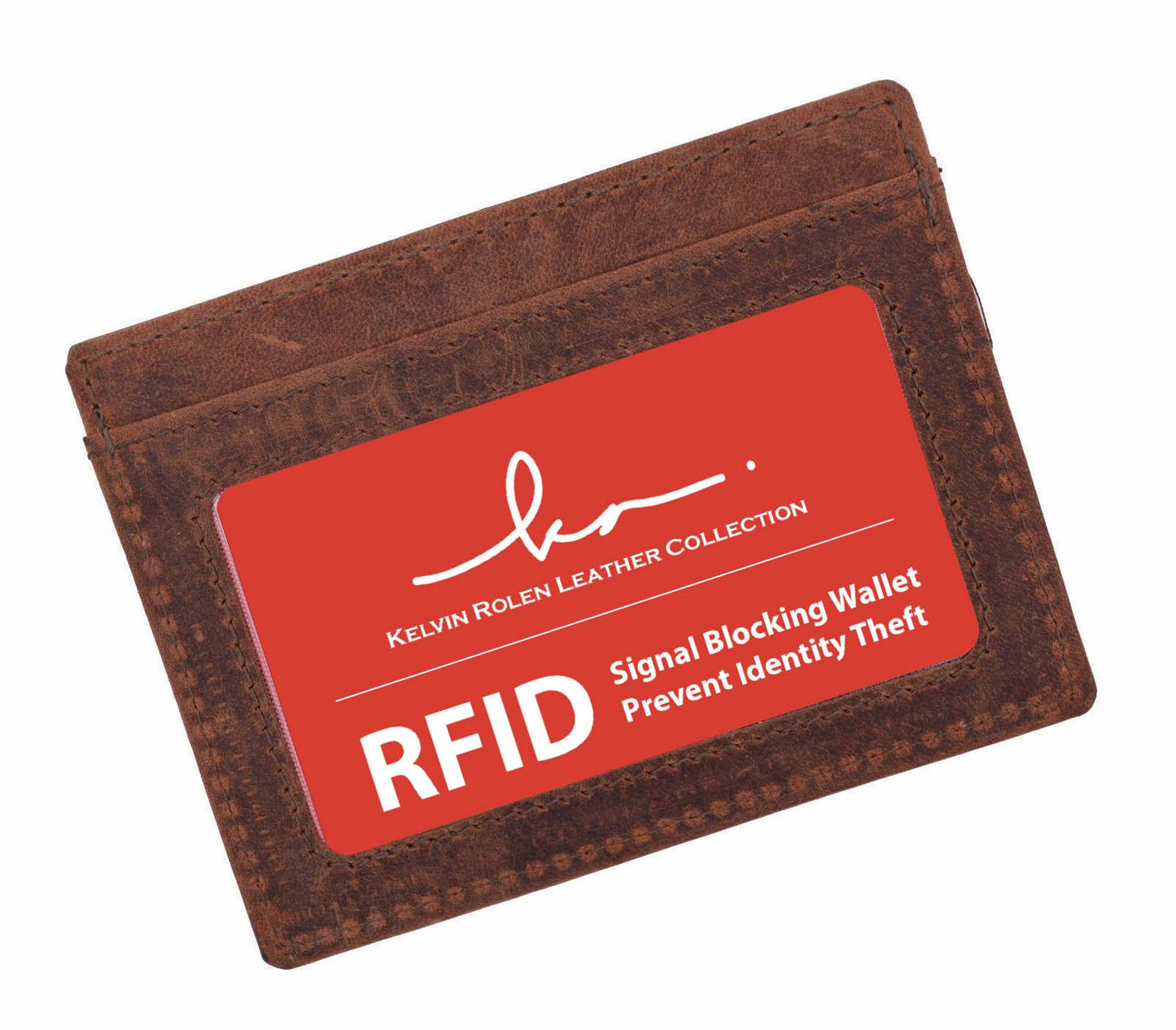 RFID Blocking Cowhide Leather Thin Men's Wallet Front Pocket ID Card Case Bill Fold Ultra Thin