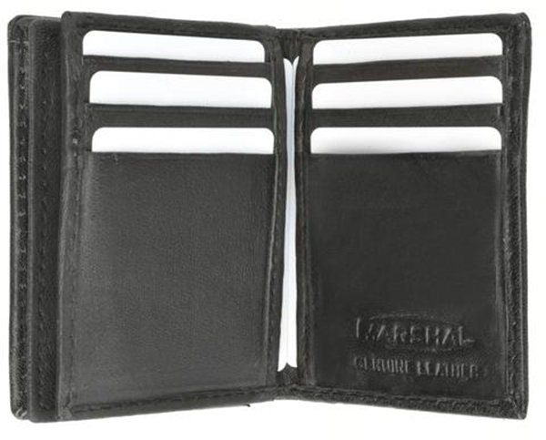RFID Blocking Black Genuine Leather ID Credit Cards Pocket Business Center Flap Men's Wallet