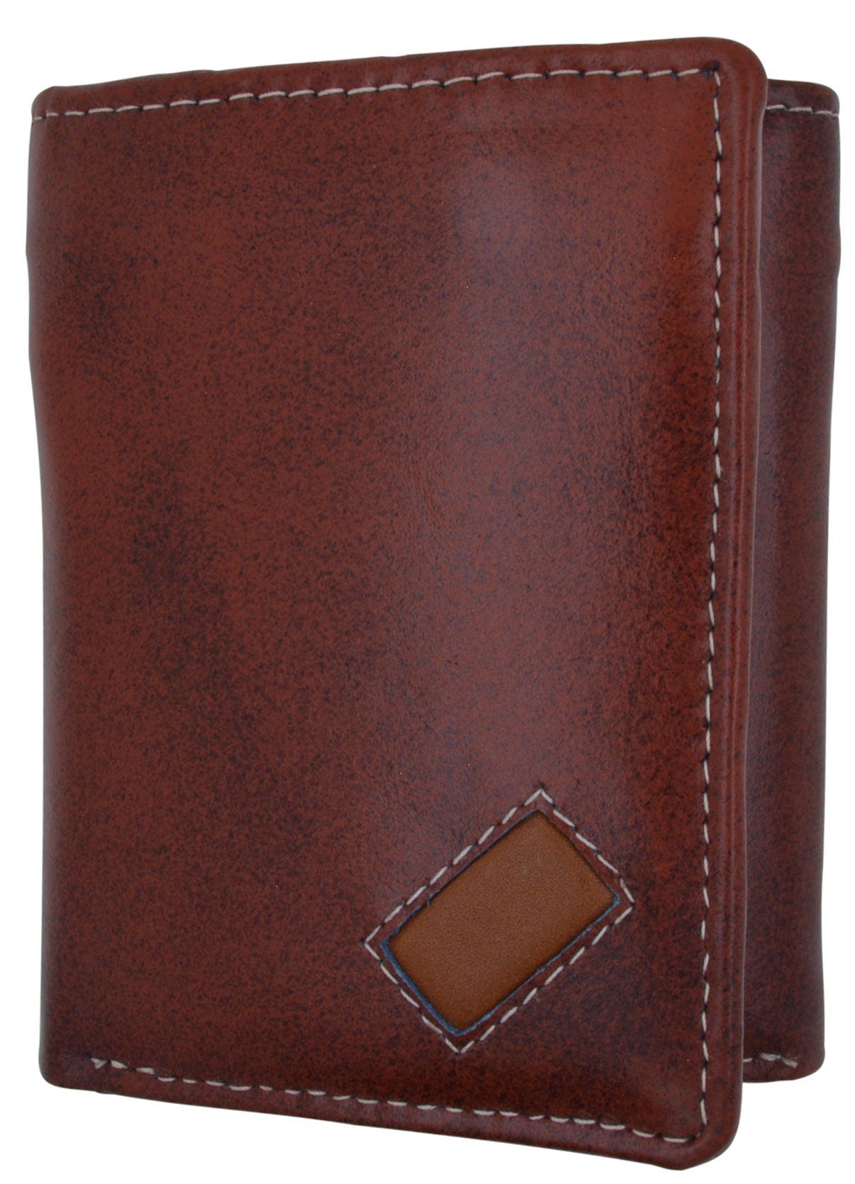 RFID Blocking Handcrafted Cowhide Genuine Leather Men's Trifold Wallet Center Flap Credit Card Wallet