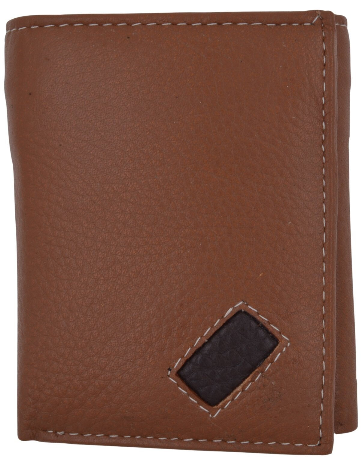 RFID Blocking Handcrafted Cowhide Genuine Leather Men's Trifold Wallet Center Flap Credit Card Wallet
