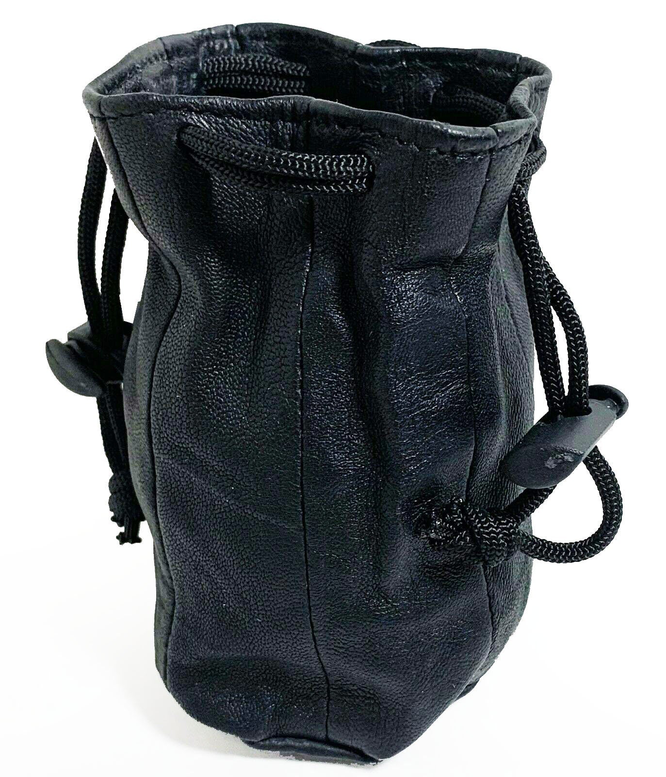 Handcrafted Genuine Leather Drawstring Pouch Coin Purse Wrist Pouch French Style-Black Brown Red Or Pink