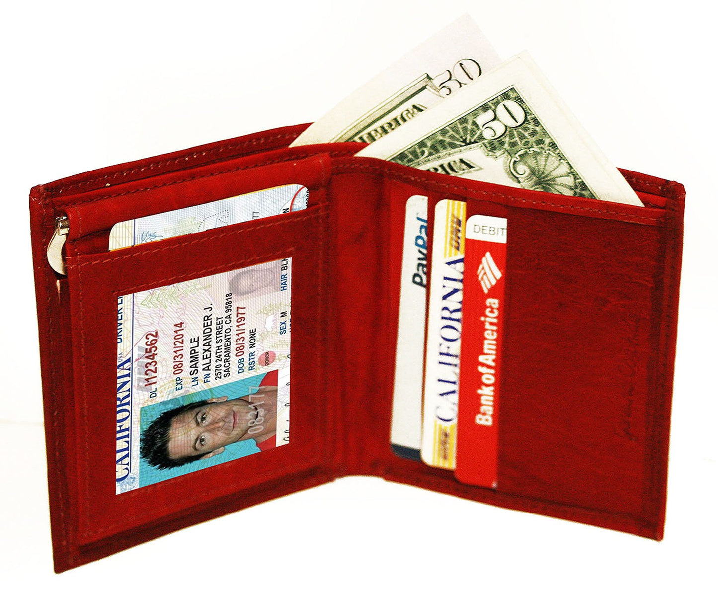 Premium Genuine Leather Men's Bifold Money Clip with Detachable Card Holder Wallet