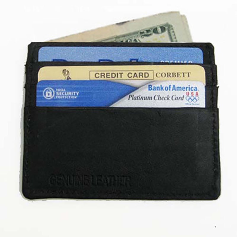 Genuine Cowhide Leather Thin Men's Wallet Front Pocket Card Case Bill Fold Ultra Thin