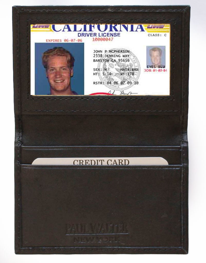 RFID Blocking Black Genuine Leather ID Credit Cards Men's Thin Wallet