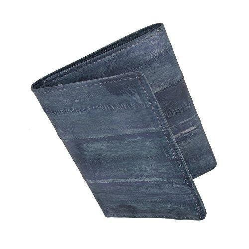 Handcrafted Genuine Eel Skin Leather Trifold Wallet Credit Card ID Holder