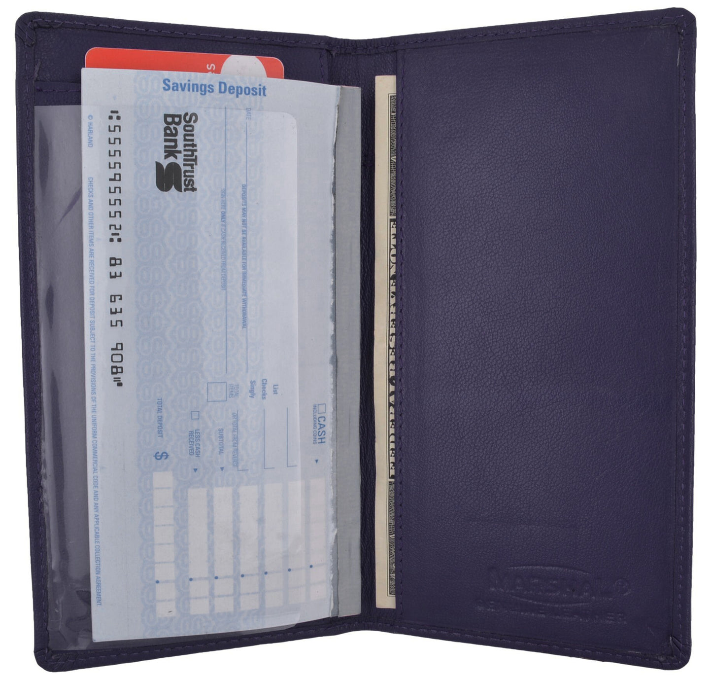 Genuine Leather Standard Plain Checkbook Cover Long Wallet Men Women Black Brown Red Pink Tan