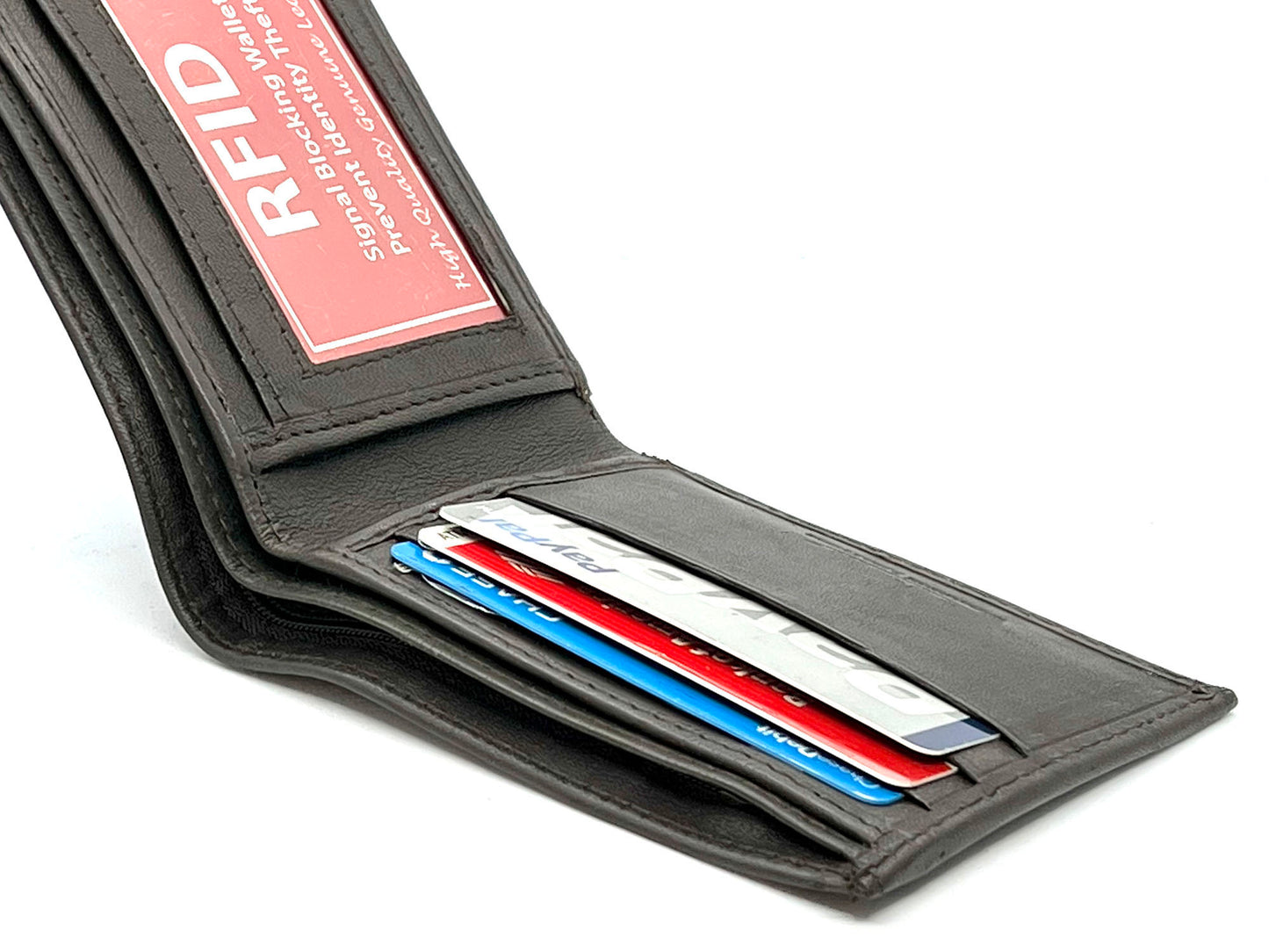 RFID Blocking Genuine Leather Men's Bifold Wallet Credit Card Holder Front Pocket