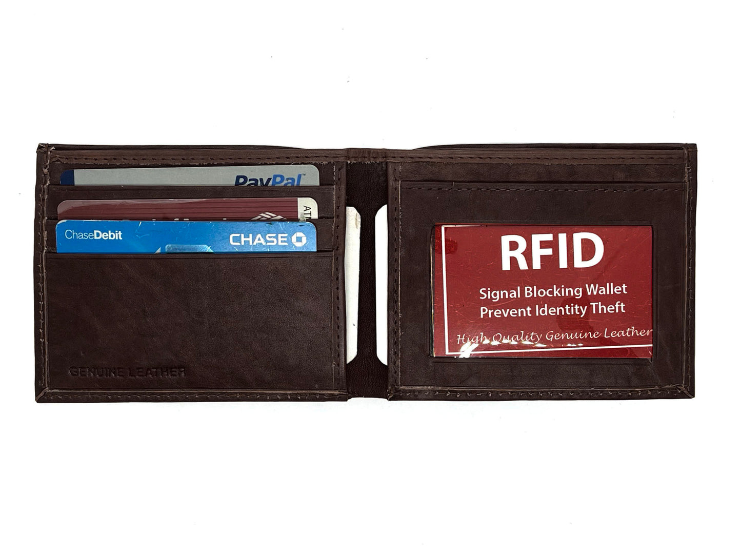RFID Blocking Genuine Leather Men's Bifold Wallet Credit Card Holder Front Pocket