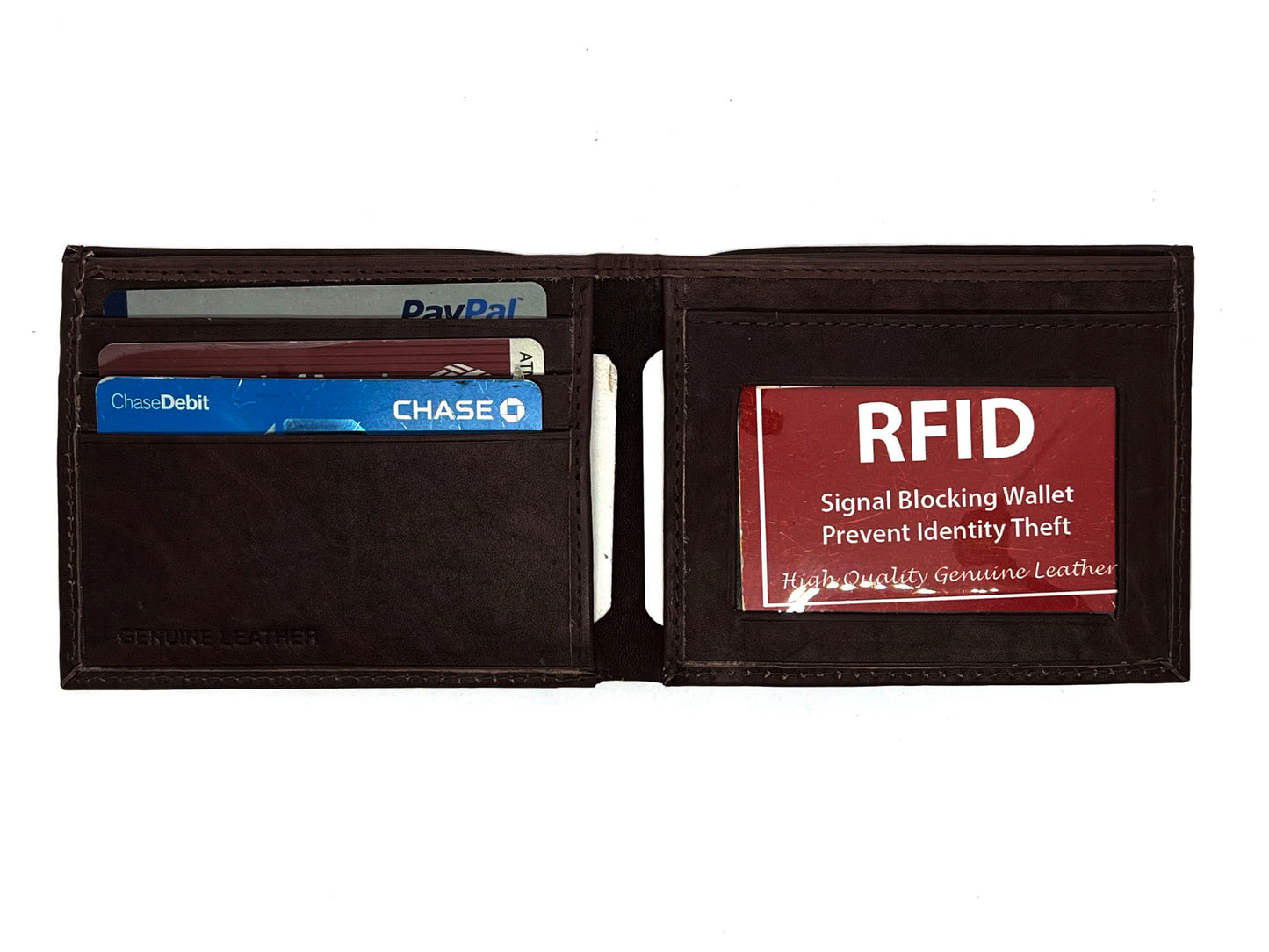RFID Blocking Genuine Leather Men's Bifold Wallet Credit Card Holder Front Pocket