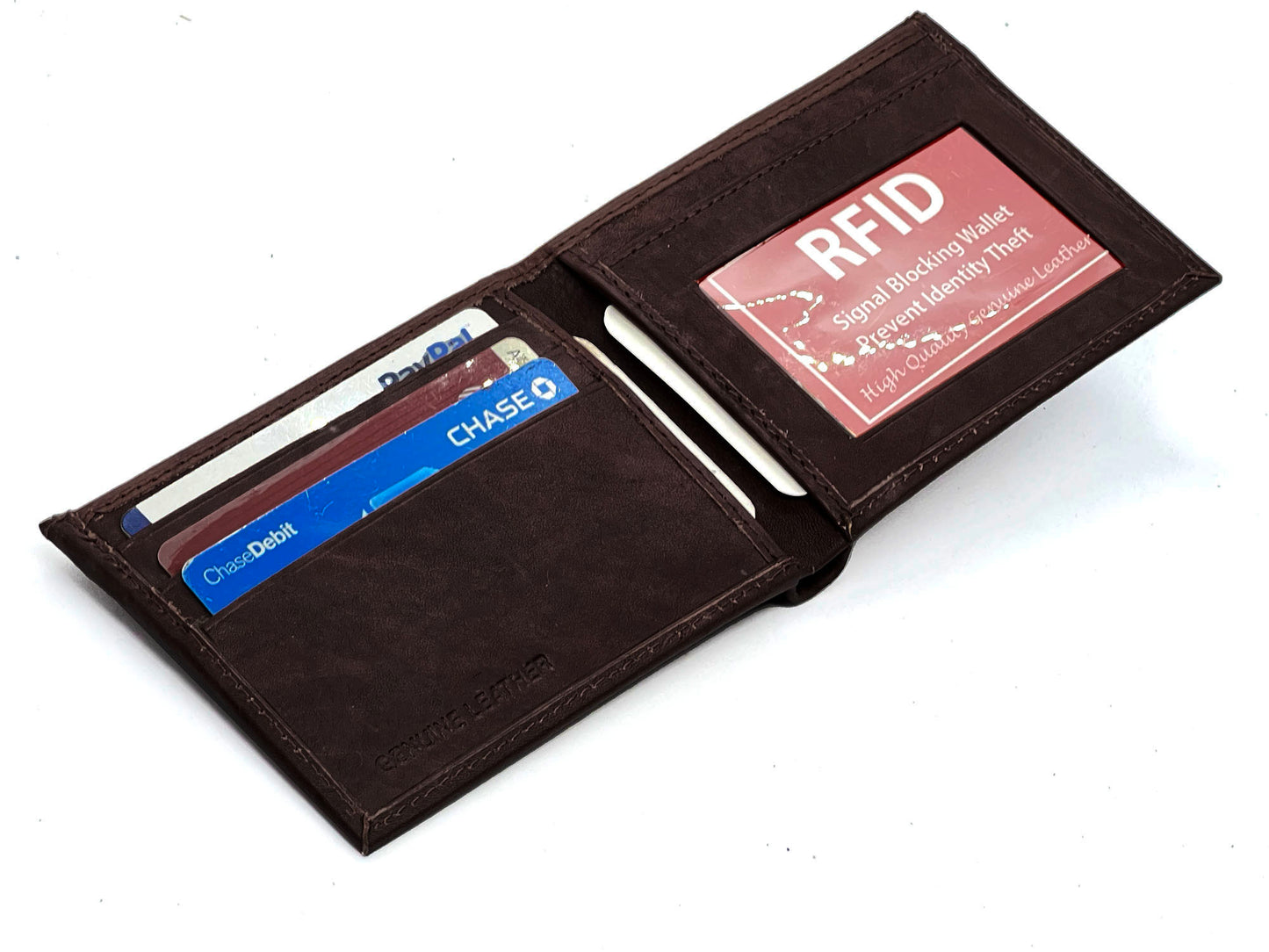 RFID Blocking Genuine Leather Men's Bifold Wallet Credit Card Holder Front Pocket