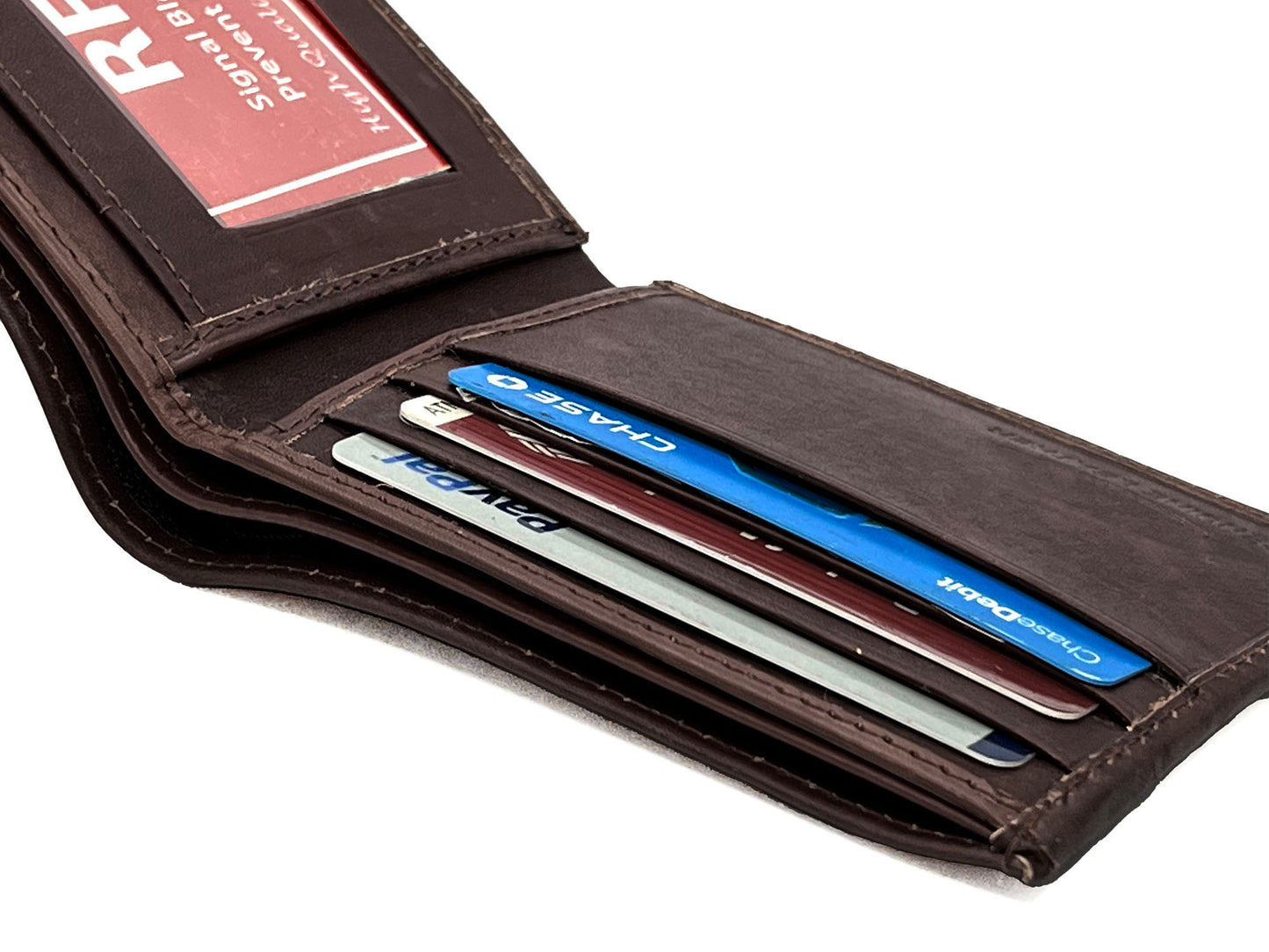 RFID Blocking Genuine Leather Men's Bifold Wallet Credit Card Holder Front Pocket