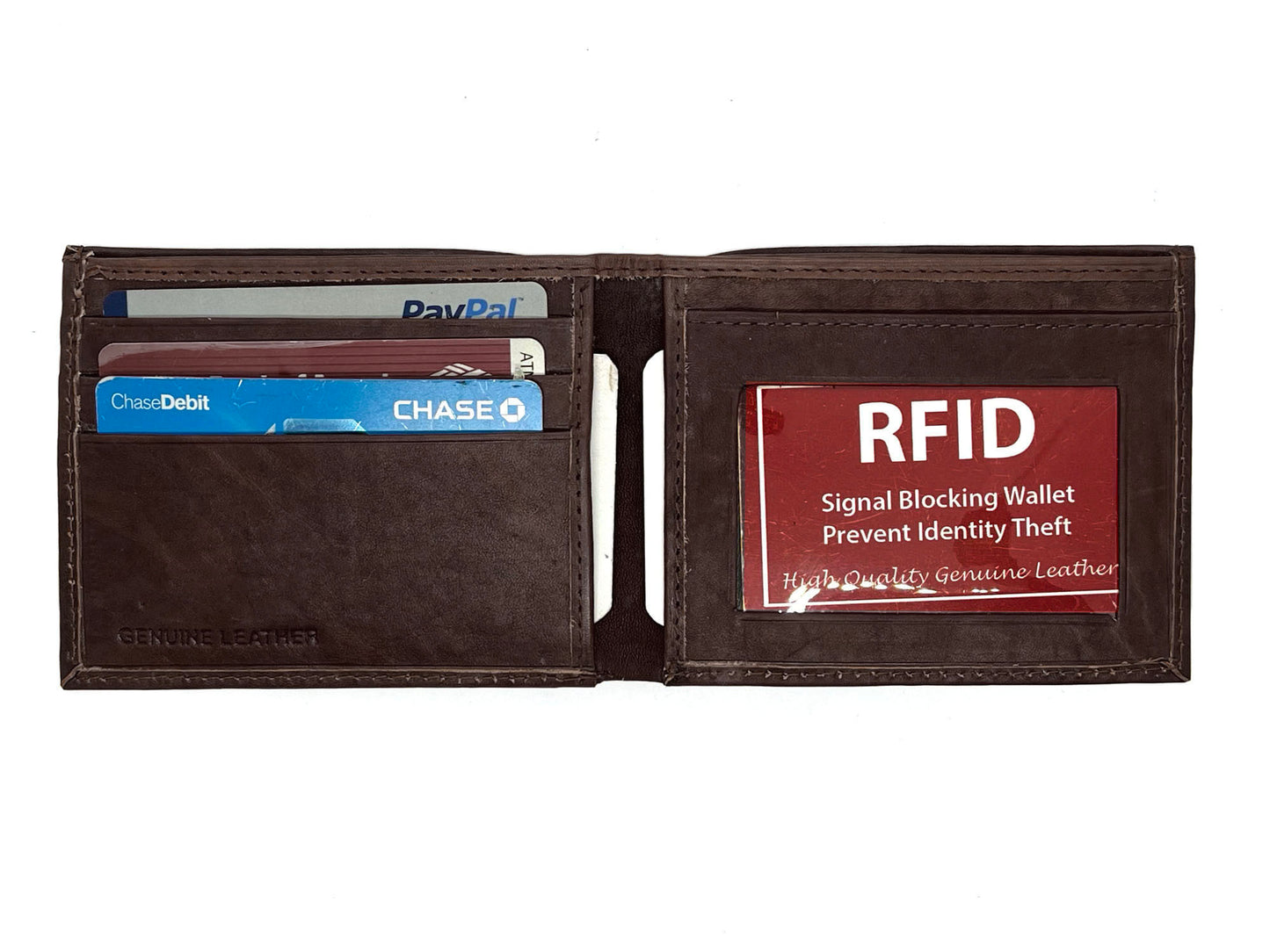 RFID Blocking Genuine Leather Men's Bifold Wallet Credit Card Holder Front Pocket