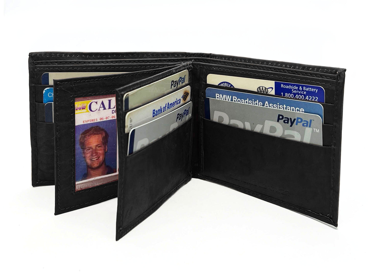 RFID Blocking Vintage Leather Bifold Wallet Double ID Windows Holder
