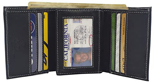 RFID Blocking Hunter Brown Vintage Leather Trifold Wallet Premium Cowhide
