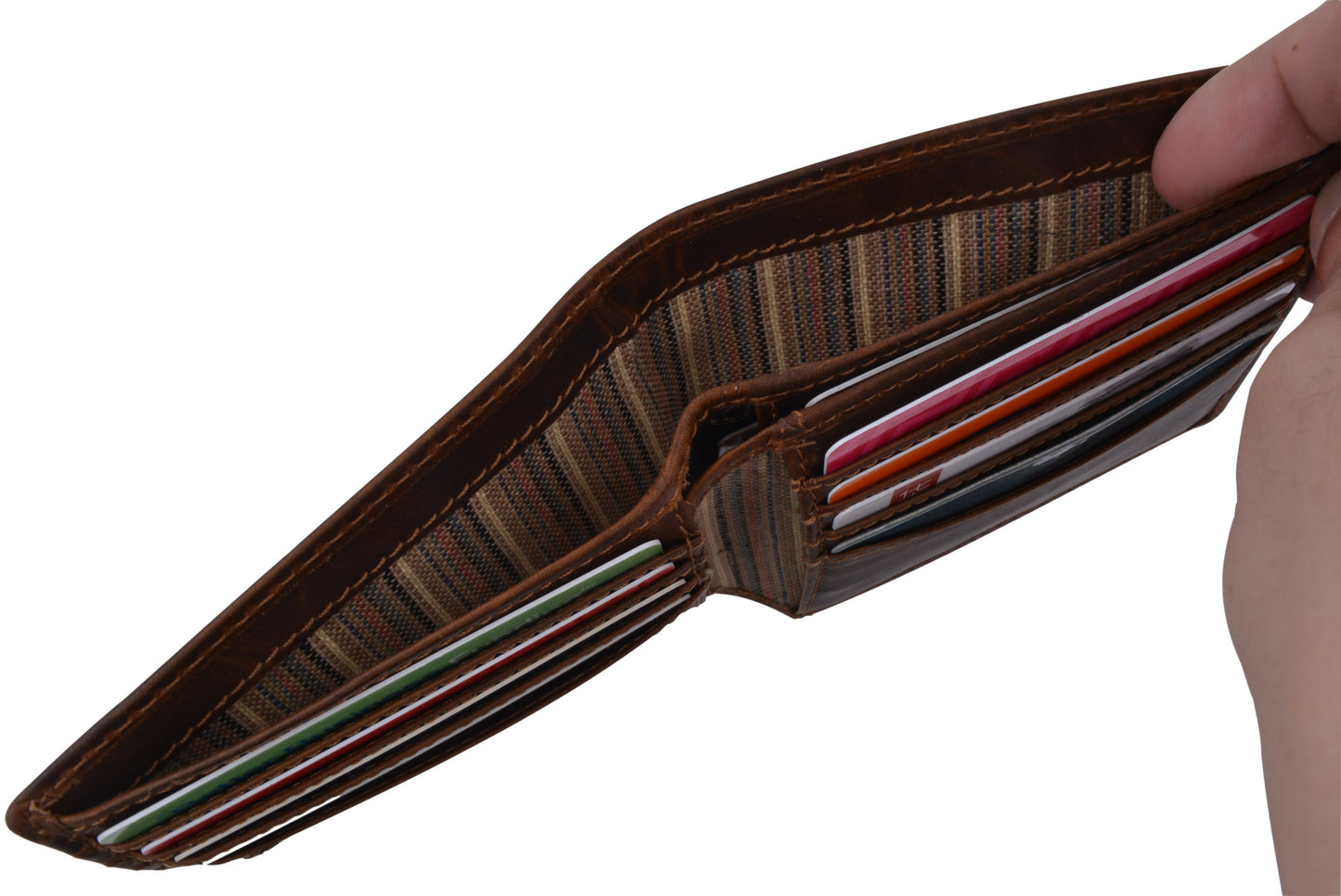 Hunter Brown RFID Bifold Trifold Hybrid Men's Distress Vintage Leather Wallet