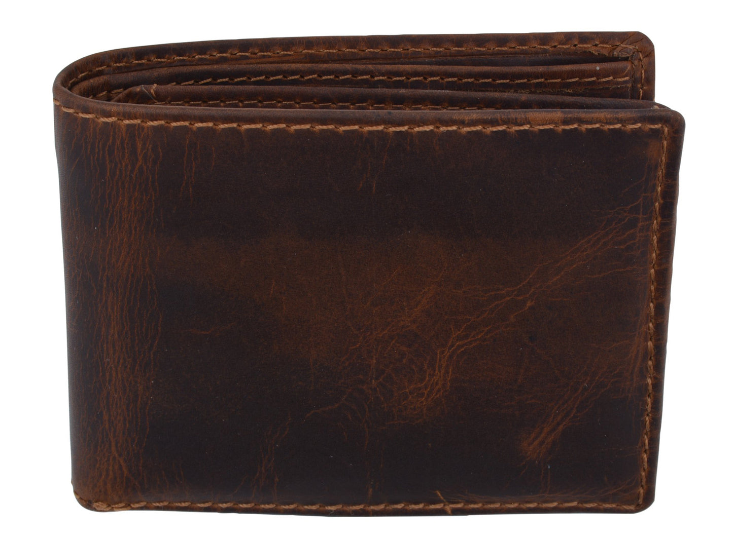 Hunter Brown RFID Bifold Trifold Hybrid Men's Distress Vintage Leather Wallet
