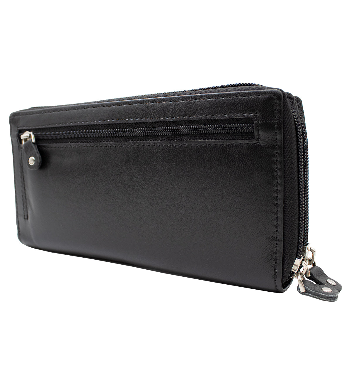 RFID Blocking Leather 2 Zip Wallet for Women Credit Card Holder Accordion Organizer Wallet