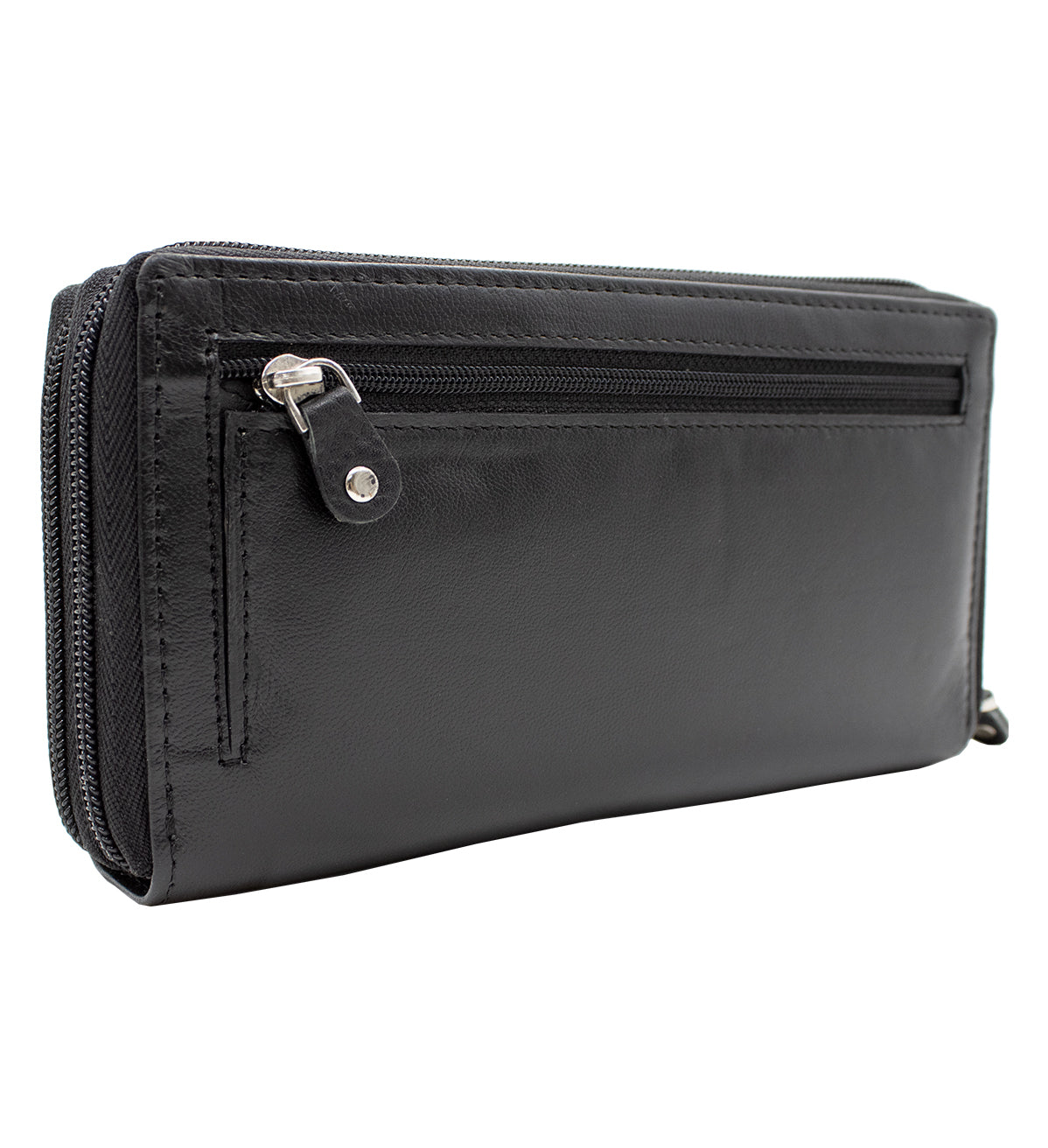 RFID Blocking Leather 2 Zip Wallet for Women Credit Card Holder Accordion Organizer Wallet