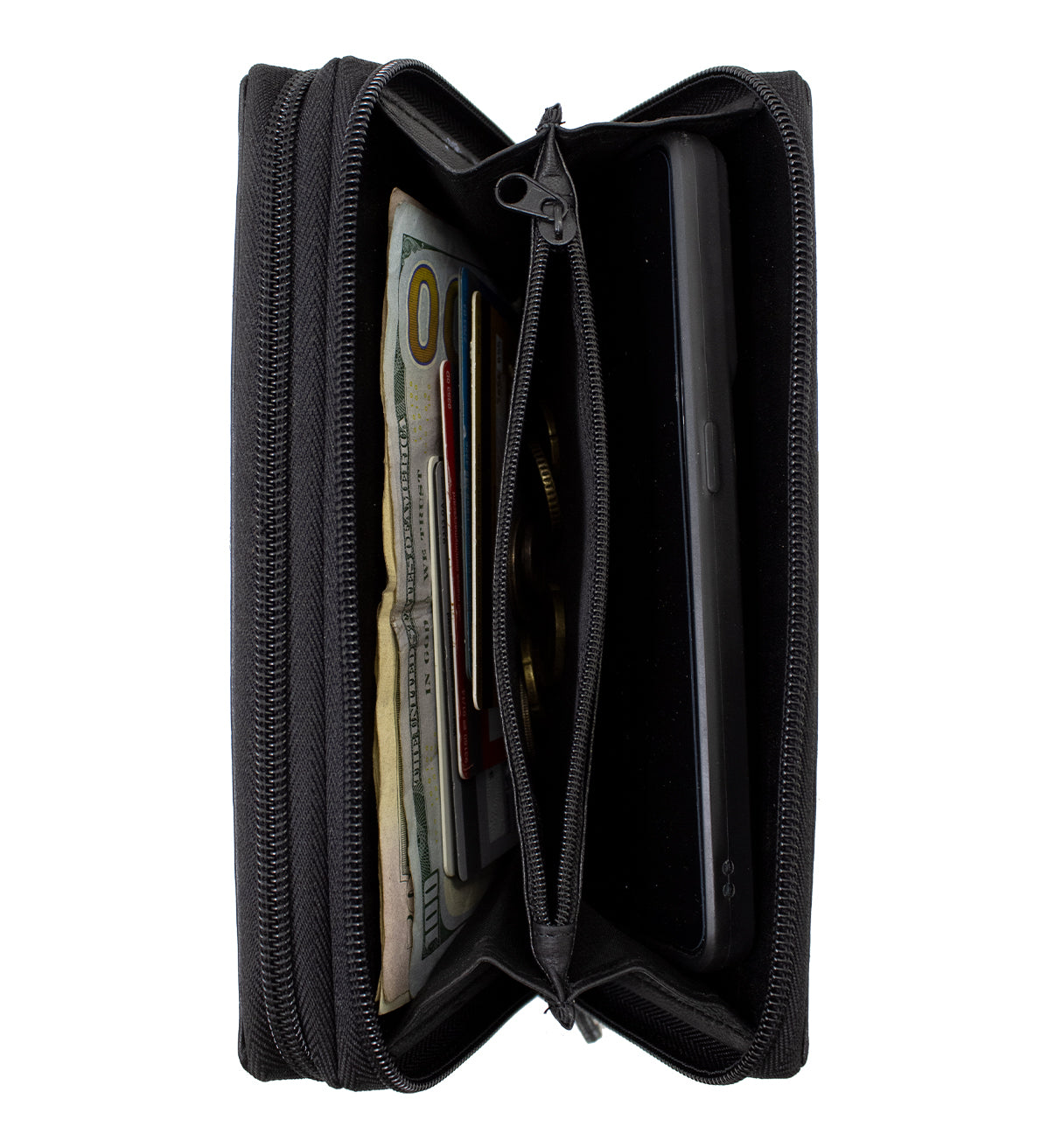 RFID Blocking Leather 2 Zip Wallet for Women Credit Card Holder Accordion Organizer Wallet