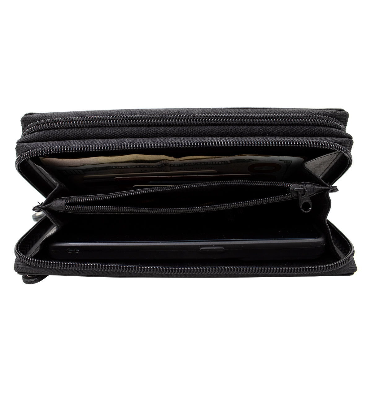 RFID Blocking Leather 2 Zip Wallet for Women Credit Card Holder Accordion Organizer Wallet