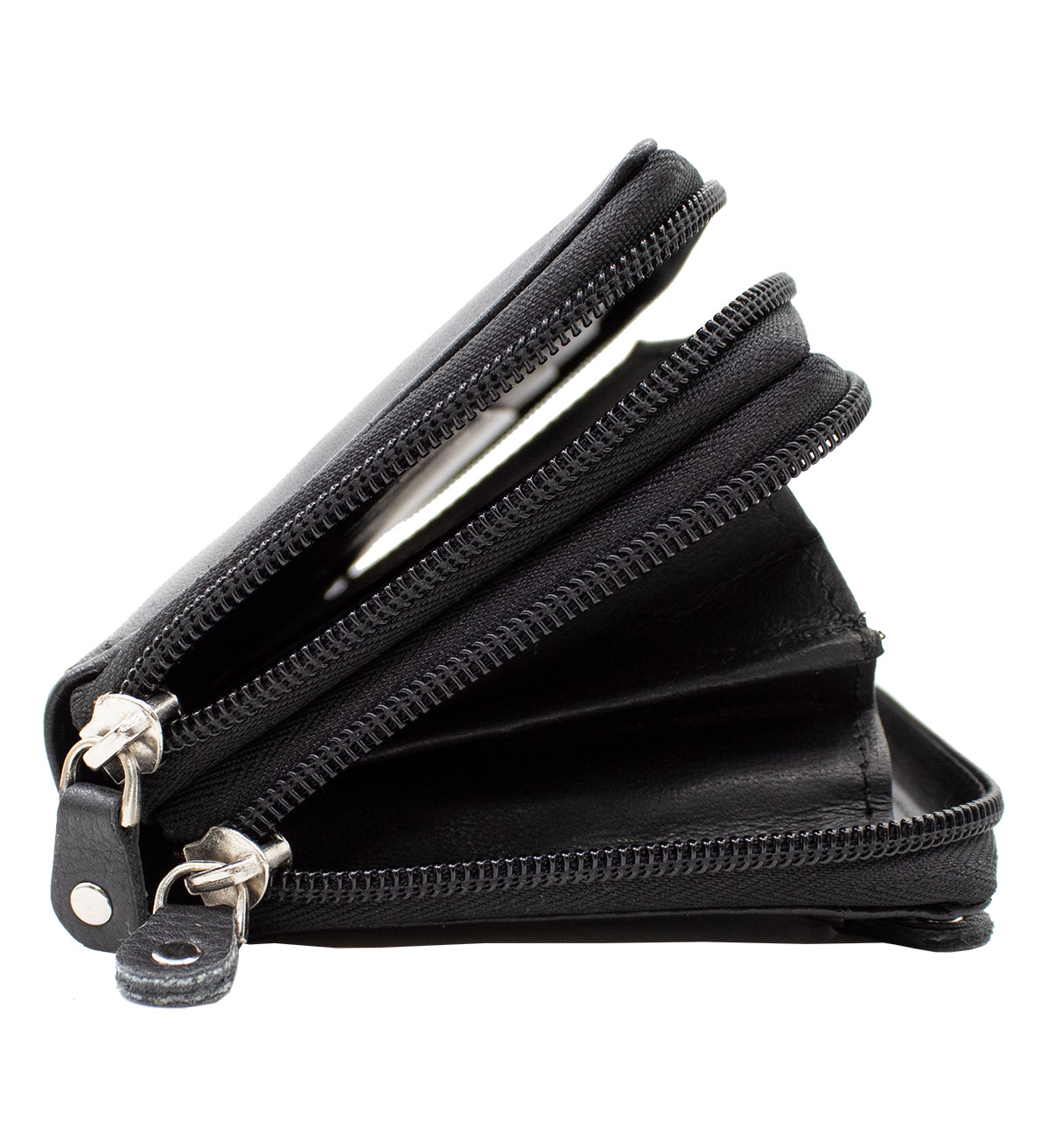 RFID Blocking Leather 2 Zip Wallet for Women Credit Card Holder Accordion Organizer Wallet
