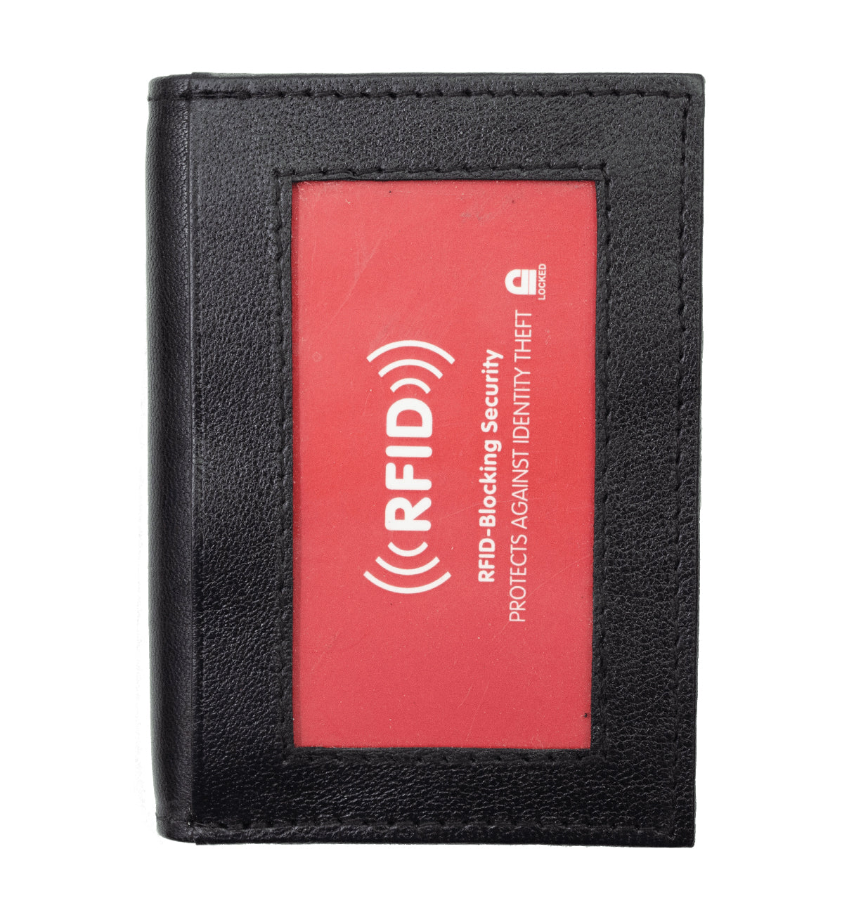 RFID Blocking Men's Genuine Leather ID Bifold Card Holder Center Flap Multi-Card Wallet