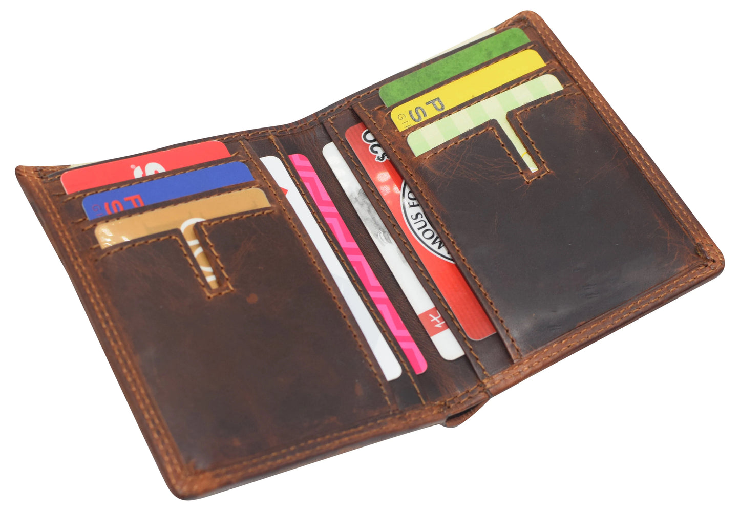 Hunter Brown RFID Blocking Genuine Leather Bifold Wallet Multi-Card Holder
