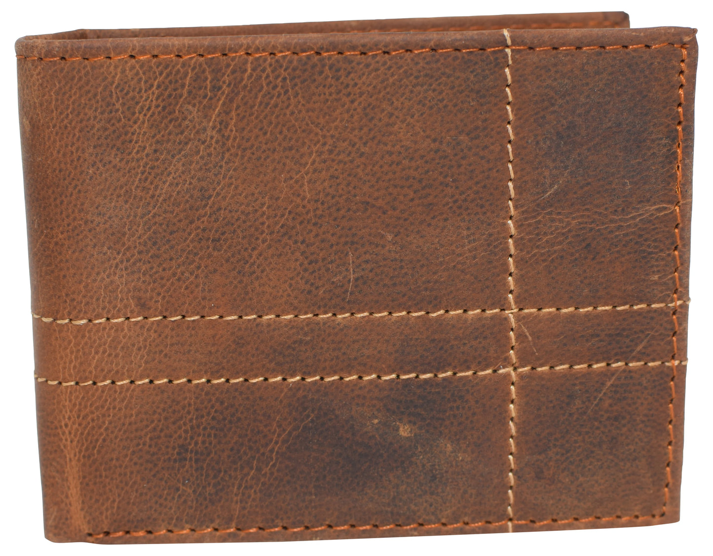 RFID Blocking Vintage Leather Bifold Wallet Double ID Windows Holder