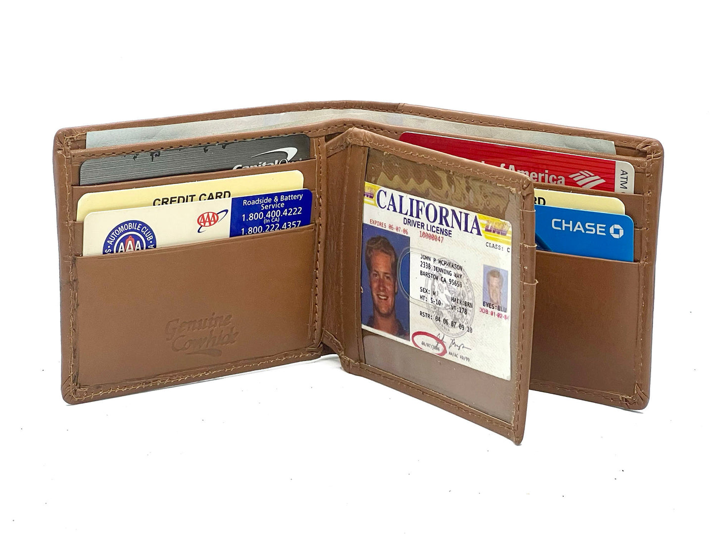 Tan RFID Blocking Premium Leather enter Flap Bifold Wallet