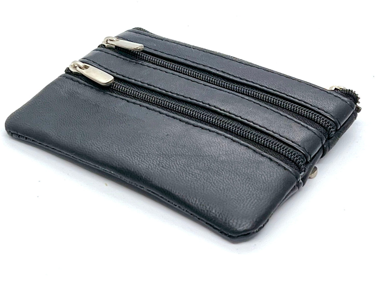 Genuine Leather Coin Purse ID Credit Card Holder Keychain Key Ring